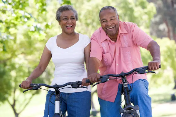 Couple on bikes
